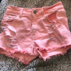 American Eagle coral jean shorts